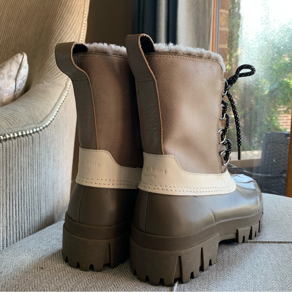Rag & Bone RB Shearling Winter Rain Snow Boots Size 37 EUR 6.5 US Womens - Picture 5 of 14